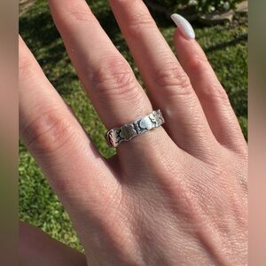 Y2K Rare Tous Sterling Silver Eternity Band Bear & Girl, Stars Hearts Sz 6 3/4